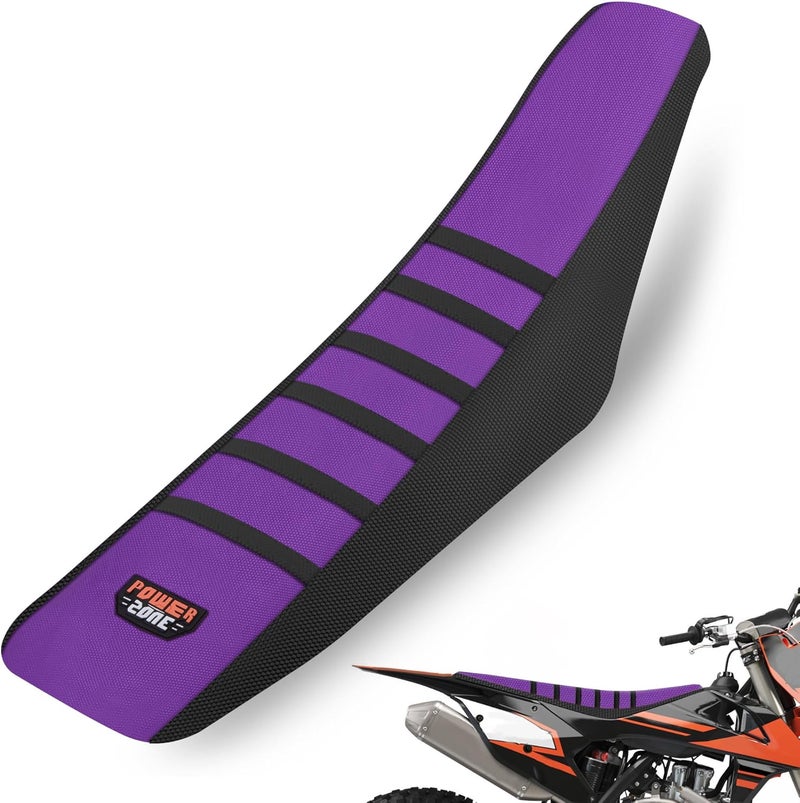 MCHMFG Universal Ribbed Dirt Bike Seat Cover - Gripper Soft Seat Cover for Most Dirt Pit Bike Motorcycle (Black-Purple) - Image 1